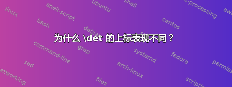 为什么 \det 的上标表现不同？