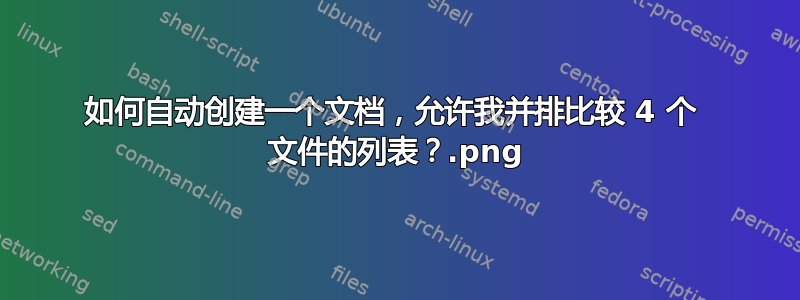 如何自动创建一个文档，允许我并排比较 4 个 .png 文件的列表？