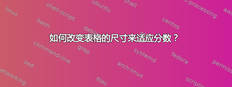 如何改变表格的尺寸来适应分数？