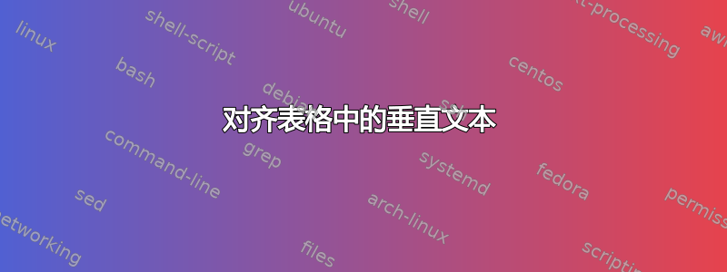 对齐表格中的垂直文本