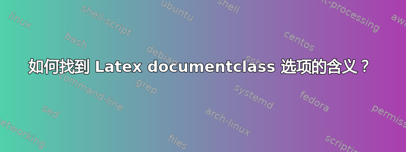 如何找到 Latex documentclass 选项的含义？