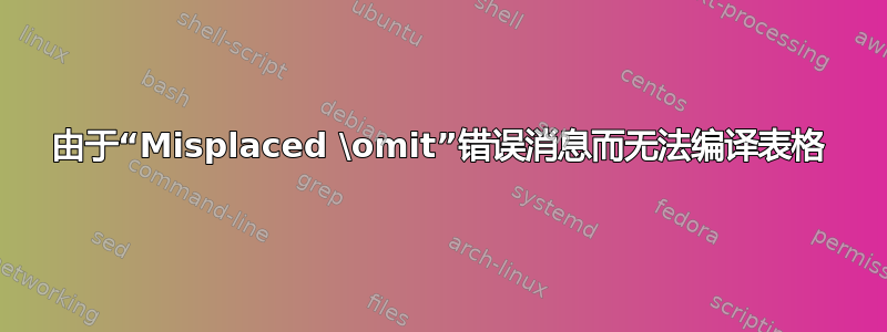 由于“Misplaced \omit”错误消息而无法编译表格