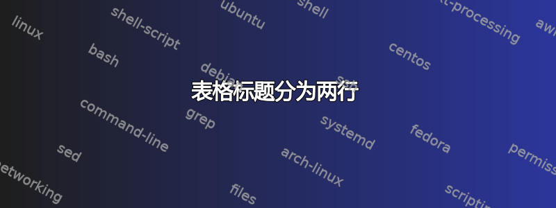 表格标题分为两行