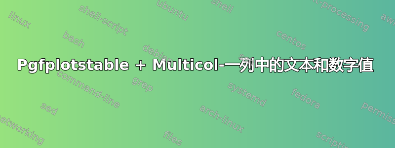 Pgfplotstable + Multicol-一列中的文本和数字值