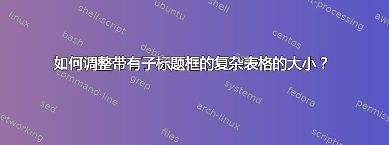 如何调整带有子标题框的复杂表格的大小？