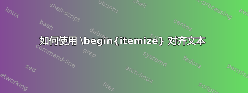 如何使用 \begin{itemize} 对齐文本