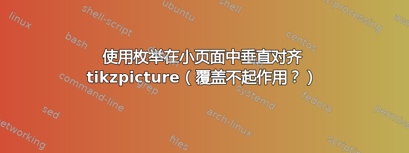 使用枚举在小页面中垂直对齐 tikzpicture（覆盖不起作用？）