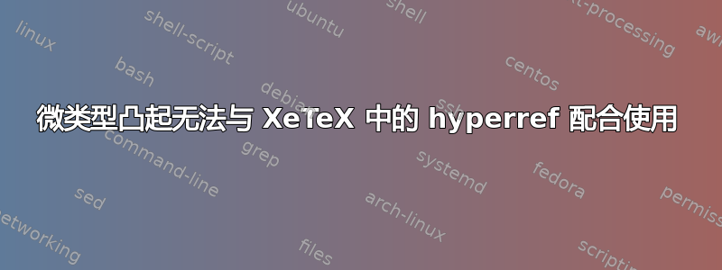 微类型凸起无法与 XeTeX 中的 hyperref 配合使用