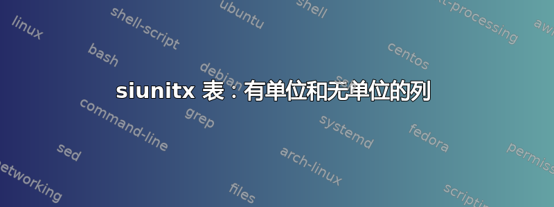 siunitx 表：有单位和无单位的列