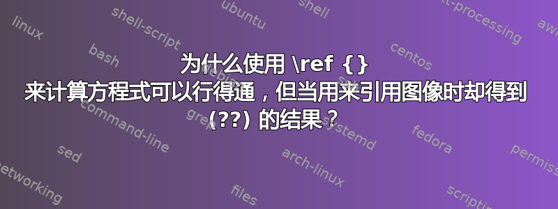 为什么使用 \ref {} 来计算方程式可以行得通，但当用来引用图像时却得到 (??) 的结果？