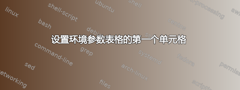 设置环境参数表格的第一个单元格