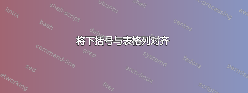 将下括号与表格列对齐