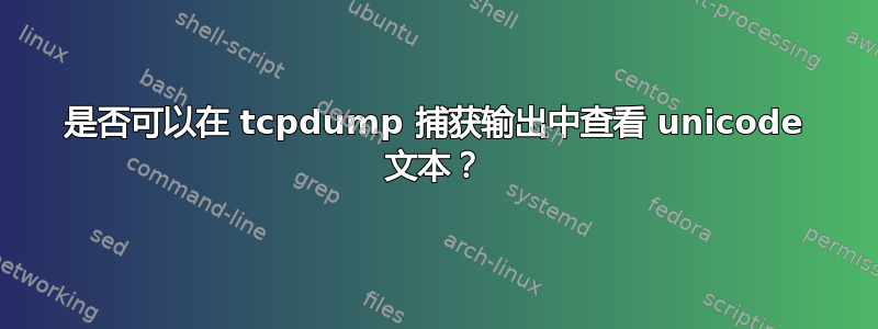 是否可以在 tcpdump 捕获输出中查看 unicode 文本？