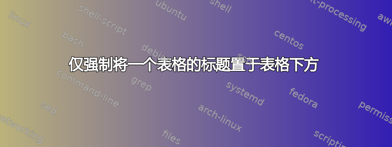 仅强制将一个表格的标题置于表格下方