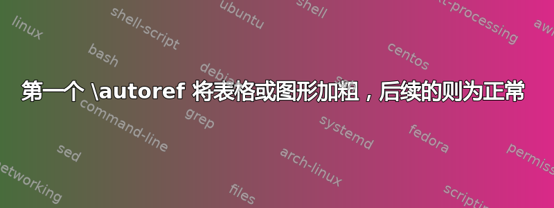 第一个 \autoref 将表格或图形加粗，后续的则为正常