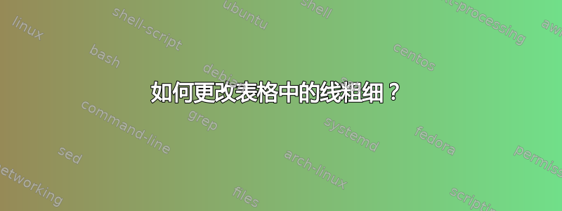 如何更改表格中的线粗细？