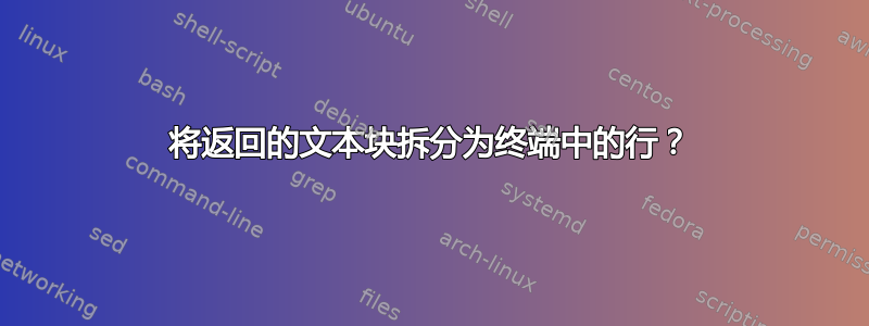 将返回的文本块拆分为终端中的行？