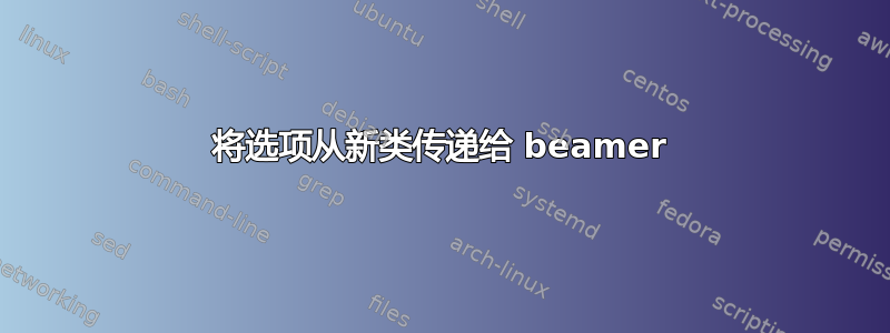 将选项从新类传递给 beamer