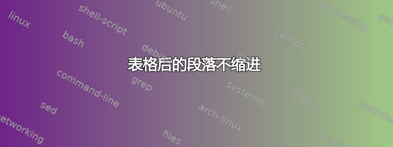 表格后的段落不缩进