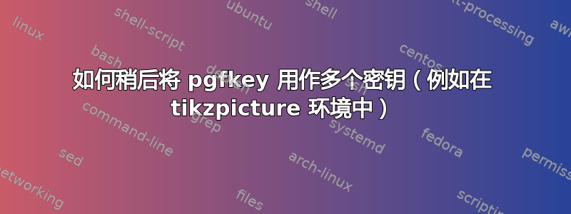 如何稍后将 pgfkey 用作多个密钥（例如在 tikzpicture 环境中）