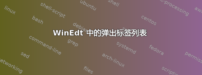 WinEdt 中的弹出标签列表