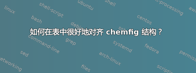 如何在表中很好地对齐 chemfig 结构？