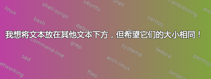 我想将文本放在其他文本下方，但希望它们的大小相同！