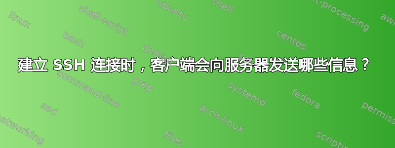 建立 SSH 连接时，客户端会向服务器发送哪些信息？