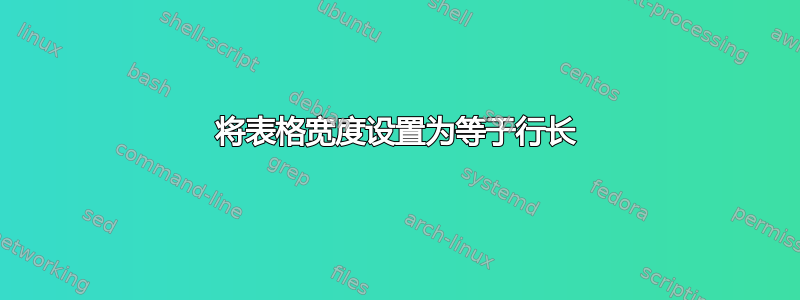 将表格宽度设置为等于行长