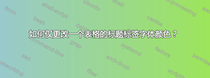 如何仅更改一个表格的标题标签字体颜色？