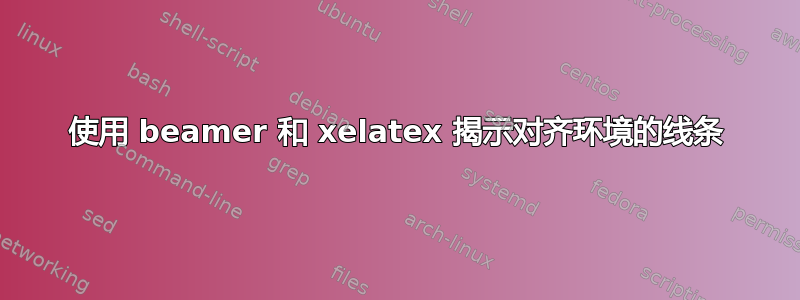 使用 beamer 和 xelatex 揭示对齐环境的线条