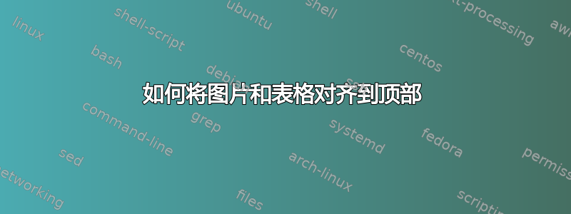 如何将图片和表格对齐到顶部