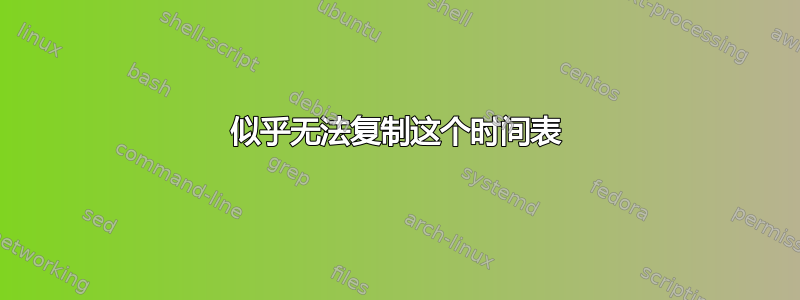 似乎无法复制这个时间表