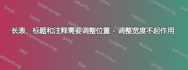 长表、标题和注释需要调整位置 - 调整宽度不起作用