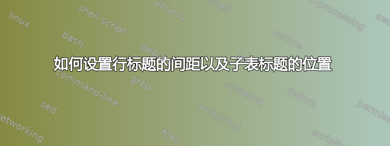 如何设置行标题的间距以及子表标题的位置