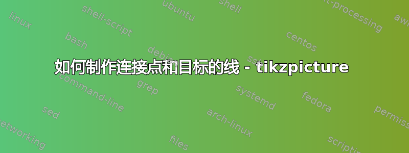 如何制作连接点和目标的线 - tikzpicture