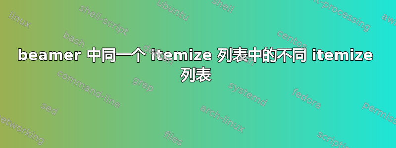 beamer 中同一个 itemize 列表中的不同 itemize 列表