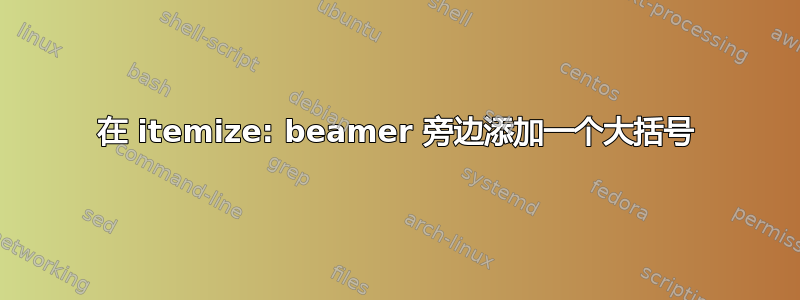 在 itemize: beamer 旁边添加一个大括号