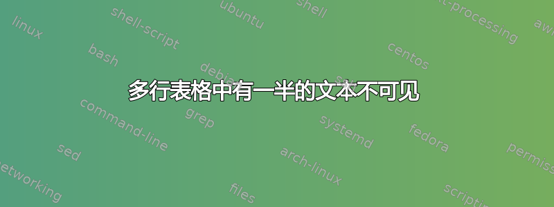 多行表格中有一半的文本不可见