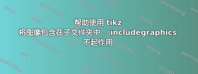 帮助使用 tikz 将图像包含在子文件夹中，\includegraphics 不起作用