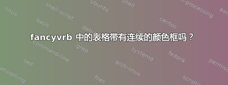 fancyvrb 中的表格带有连续的颜色框吗？