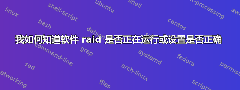 我如何知道软件 raid 是否正在运行或设置是否正确