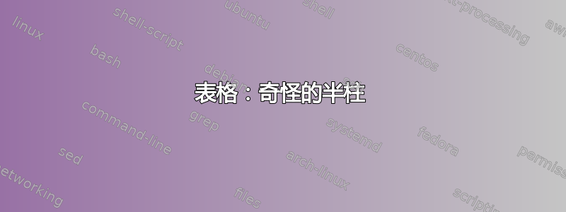 表格：奇怪的半柱