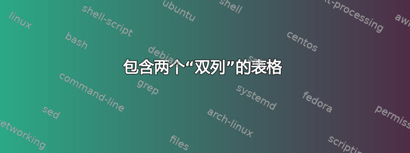 包含两个“双列”的表格