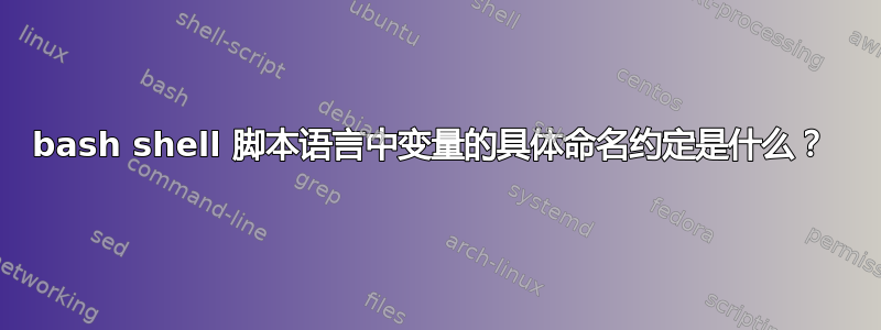 bash shell 脚本语言中变量的具体命名约定是什么？ 