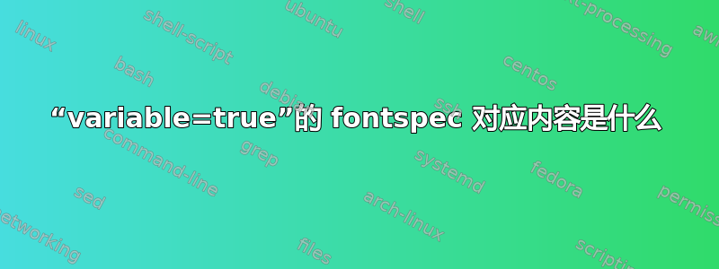 “variable=true”的 fontspec 对应内容是什么