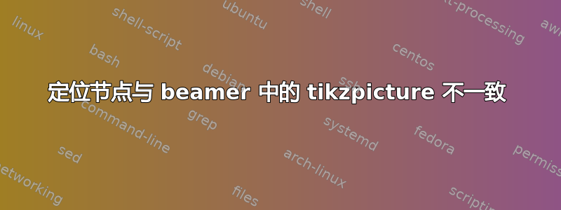 定位节点与 beamer 中的 tikzpicture 不一致