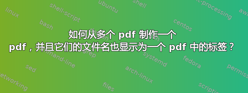 如何从多个 pdf 制作一个 pdf，并且它们的文件名也显示为一个 pdf 中的标签？