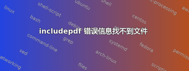 includepdf 错误信息找不到文件