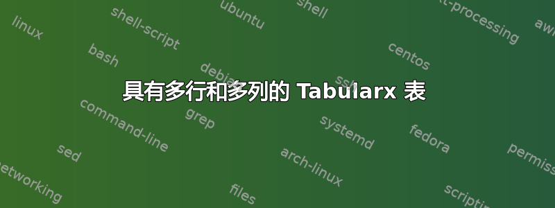 具有多行和多列的 Tabularx 表